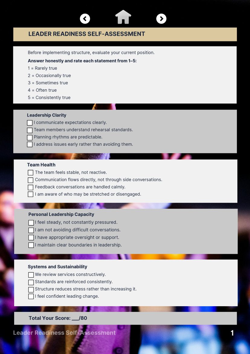 Leader readiness self-assessment page